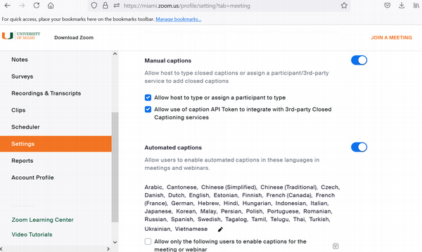 Zoom Caption Screenshot